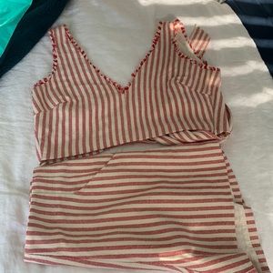 Striped top and short set